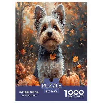 Yorkshire Terrier Puzzle 1000 Teile Schwer Puzzle Spielzeug Lernspiel Impossible Herausforderungsspielzeug Für Erwachsene Kinder 70x50cm/1000pcs von ChengzeTCo